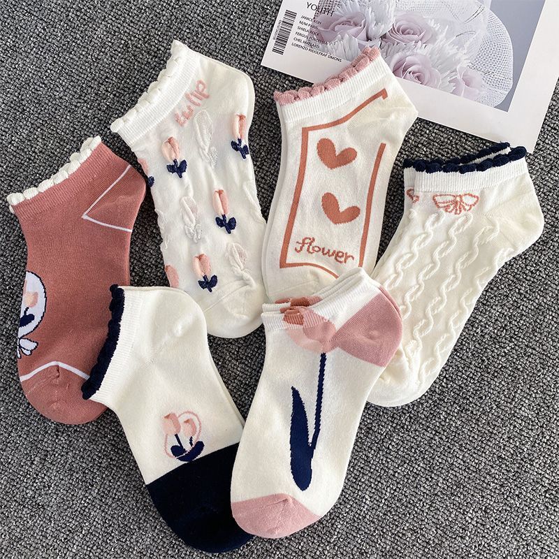 Vớ Cổ Ngắn Mỏng In Họa Tiết Hoạt Hình Dễ Thương Thời Trang Xuân Hè Cho Nữ