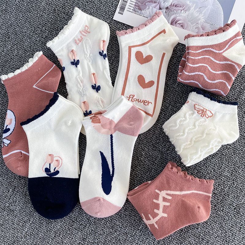 Vớ Cổ Ngắn Mỏng In Họa Tiết Hoạt Hình Dễ Thương Thời Trang Xuân Hè Cho Nữ