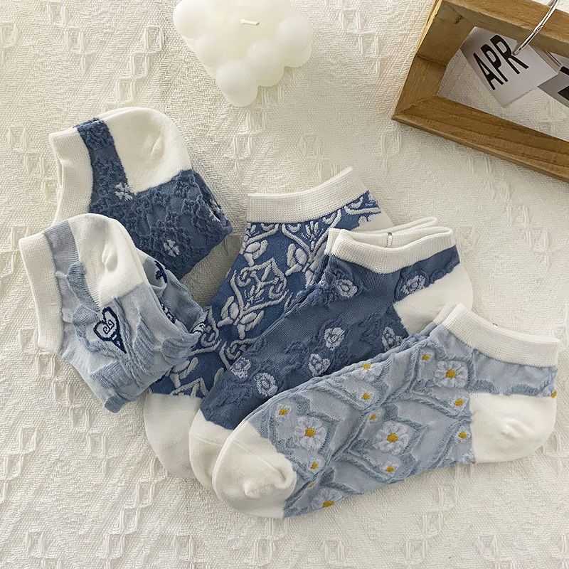 Vớ Cotton Mỏng Màu Trơn Cổ Thuyền Thoáng Khí Phong Cách Nhật Bản Dễ Thương Thời Trang Xuân Hè Cho Nữ