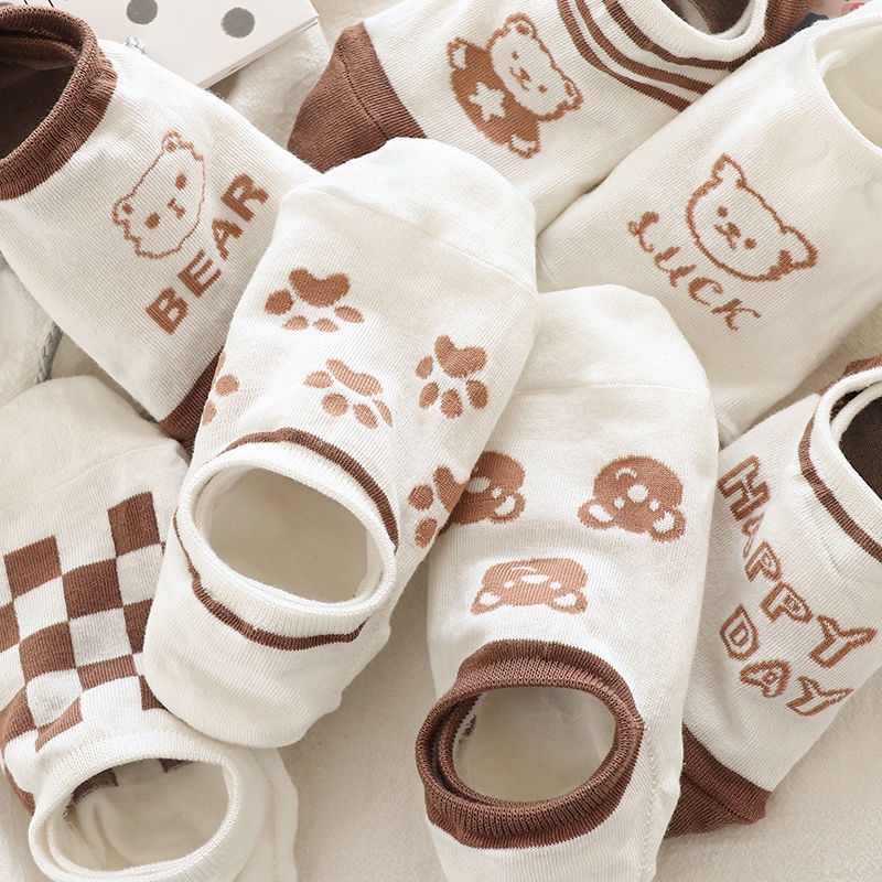 Vớ Kaki Mỏng Miệng Nông Chống Trượt In Hoạt Hình Dễ Thương Thời Trang Mùa Hè Cho Nữ