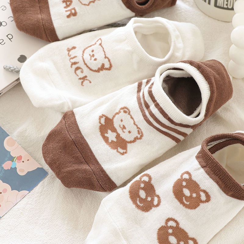 Vớ Kaki Mỏng Miệng Nông Chống Trượt In Hoạt Hình Dễ Thương Thời Trang Mùa Hè Cho Nữ