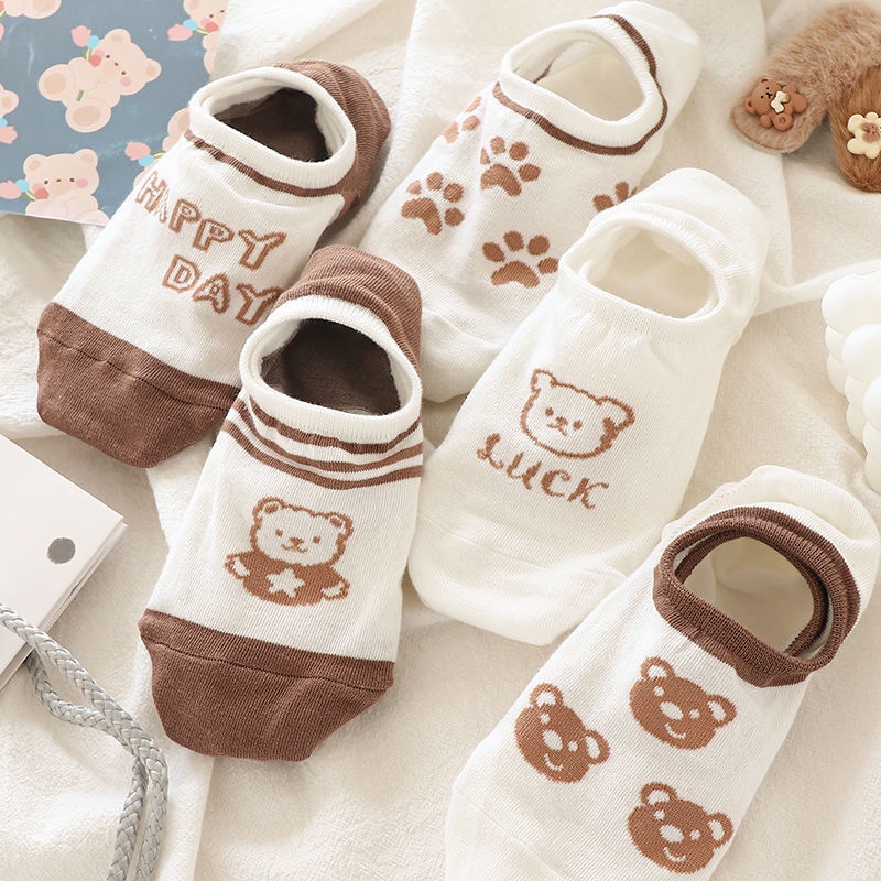 Vớ Kaki Mỏng Miệng Nông Chống Trượt In Hoạt Hình Dễ Thương Thời Trang Mùa Hè Cho Nữ