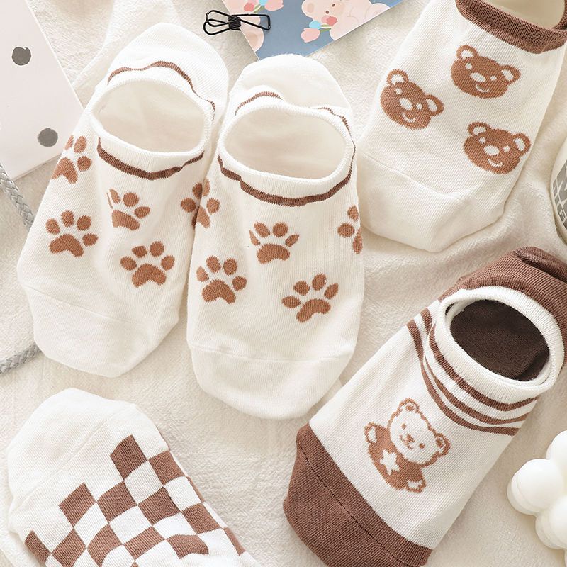 Vớ Kaki Mỏng Miệng Nông Chống Trượt In Hoạt Hình Dễ Thương Thời Trang Mùa Hè Cho Nữ