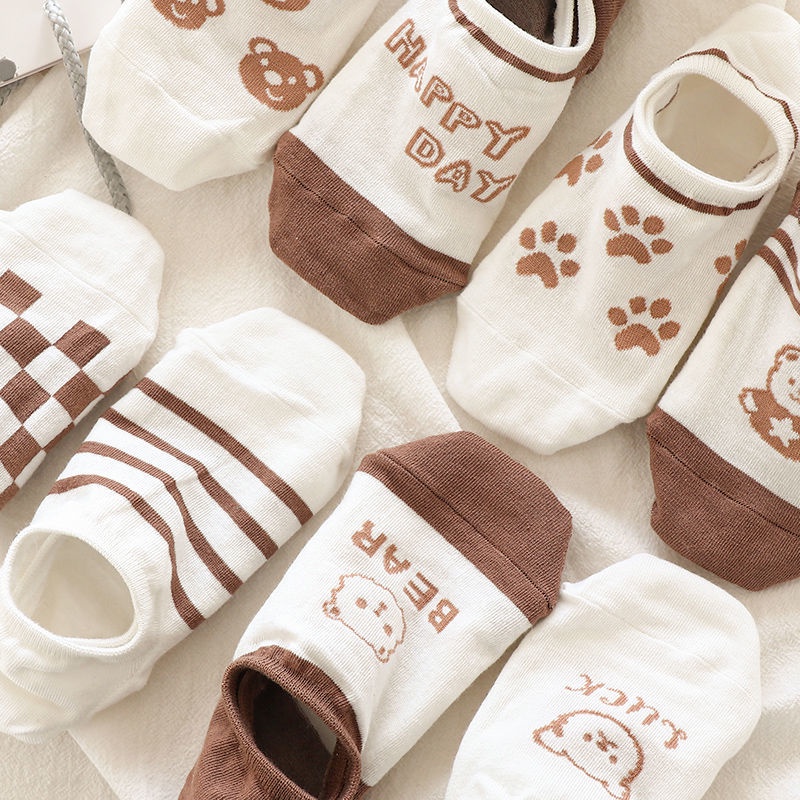 Vớ Kaki Mỏng Miệng Nông Chống Trượt In Hoạt Hình Dễ Thương Thời Trang Mùa Hè Cho Nữ