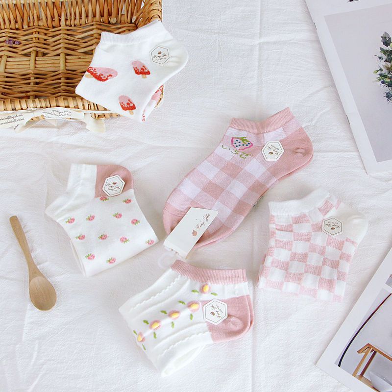 Vớ Cotton Cổ Thuyền In Họa Tiết Hoạt Hình Dễ Thương Thời Trang Mùa Hè Cho Nữ