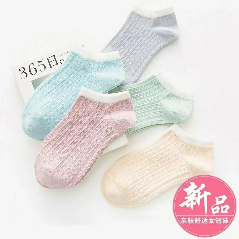 Vớ Cotton Cổ Thấp Thoáng Khí Màu Trơn In Họa Tiết Hoạt Hình Dễ Thương Phong Cách Nhật Bản Thời Trang Xuân Hè Cho Nữ