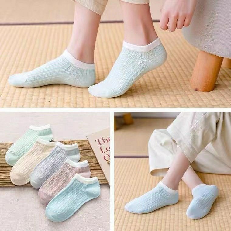 Vớ Cotton Cổ Thấp Thoáng Khí Màu Trơn In Họa Tiết Hoạt Hình Dễ Thương Phong Cách Nhật Bản Thời Trang Xuân Hè Cho Nữ