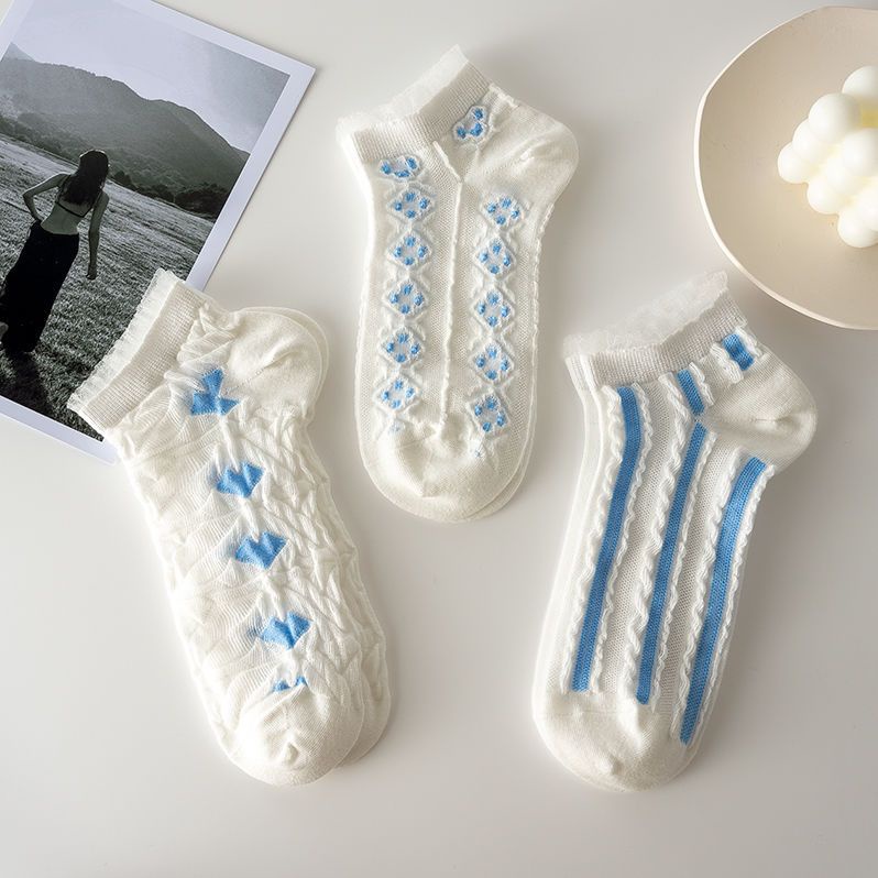 Vớ Ren Lụa Mỏng Cổ Thấp Thoáng Khí Thời Trang Mùa Hè Cho Nữ