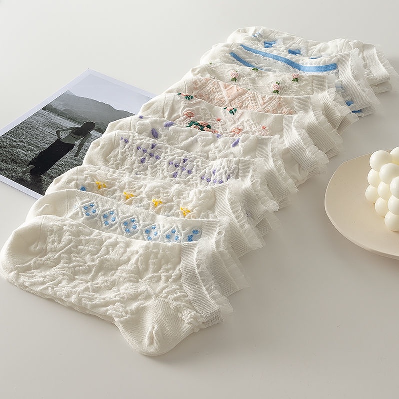 Vớ Ren Lụa Mỏng Cổ Thấp Thoáng Khí Thời Trang Mùa Hè Cho Nữ