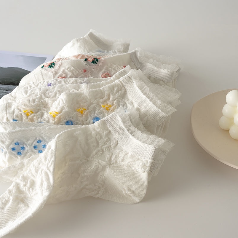 Vớ Ren Lụa Mỏng Cổ Thấp Thoáng Khí Thời Trang Mùa Hè Cho Nữ