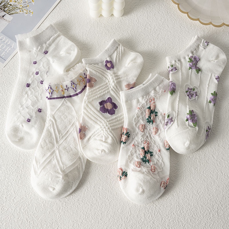 Vớ Cổ Thấp Mỏng Viền Ren Dễ Thương Phong Cách Nhật Bản / Hàn Quốc Thời Trang Mùa Hè Cho Nữ