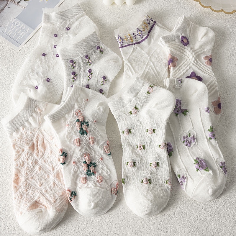 Vớ Cổ Thấp Mỏng Viền Ren Dễ Thương Phong Cách Nhật Bản / Hàn Quốc Thời Trang Mùa Hè Cho Nữ