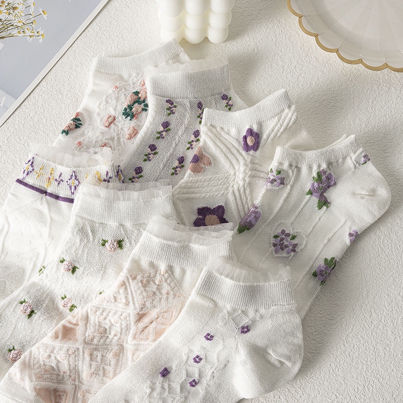 Vớ Cổ Thấp Mỏng Viền Ren Dễ Thương Phong Cách Nhật Bản / Hàn Quốc Thời Trang Mùa Hè Cho Nữ