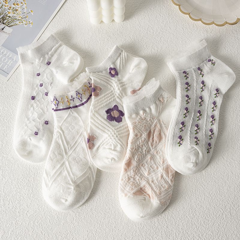 Vớ Cổ Thấp Mỏng Viền Ren Dễ Thương Phong Cách Nhật Bản / Hàn Quốc Thời Trang Mùa Hè Cho Nữ