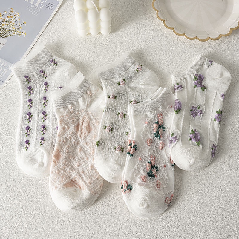 Vớ Cổ Thấp Mỏng Viền Ren Dễ Thương Phong Cách Nhật Bản / Hàn Quốc Thời Trang Mùa Hè Cho Nữ