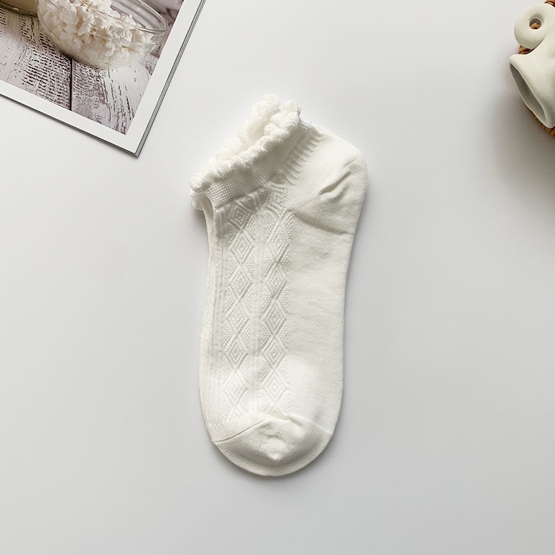 Vớ Thuyền Phối Ren Mỏng Họa Tiết Dâu Tây Phong Cách Nhật Bản Thời Trang Mùa Hè Cho Nữ