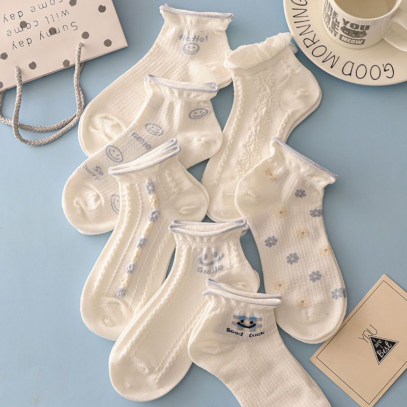 Vớ Cổ Thấp Phối Lưới Mỏng Thoáng Khí Phong Cách Nhật Bản Dễ Thương Thời Trang Mùa Hè Cho Nữ