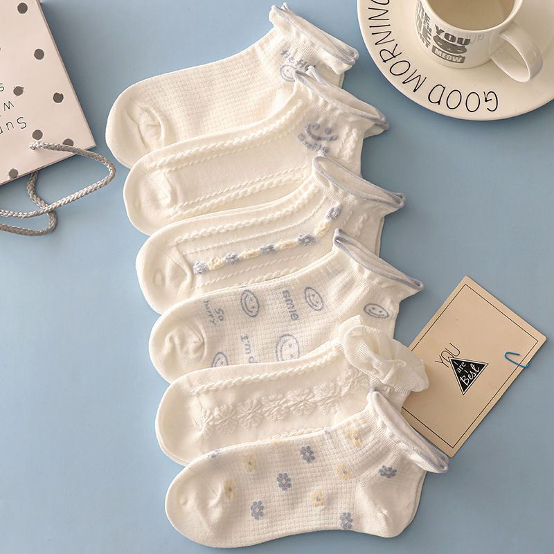 Vớ Cổ Thấp Phối Lưới Mỏng Thoáng Khí Phong Cách Nhật Bản Dễ Thương Thời Trang Mùa Hè Cho Nữ