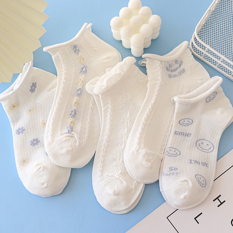 Vớ Cổ Thấp Phối Lưới Mỏng Thoáng Khí Phong Cách Nhật Bản Dễ Thương Thời Trang Mùa Hè Cho Nữ