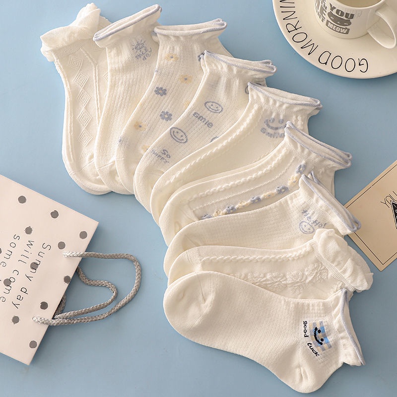 Vớ Cổ Thấp Phối Lưới Mỏng Thoáng Khí Phong Cách Nhật Bản Dễ Thương Thời Trang Mùa Hè Cho Nữ