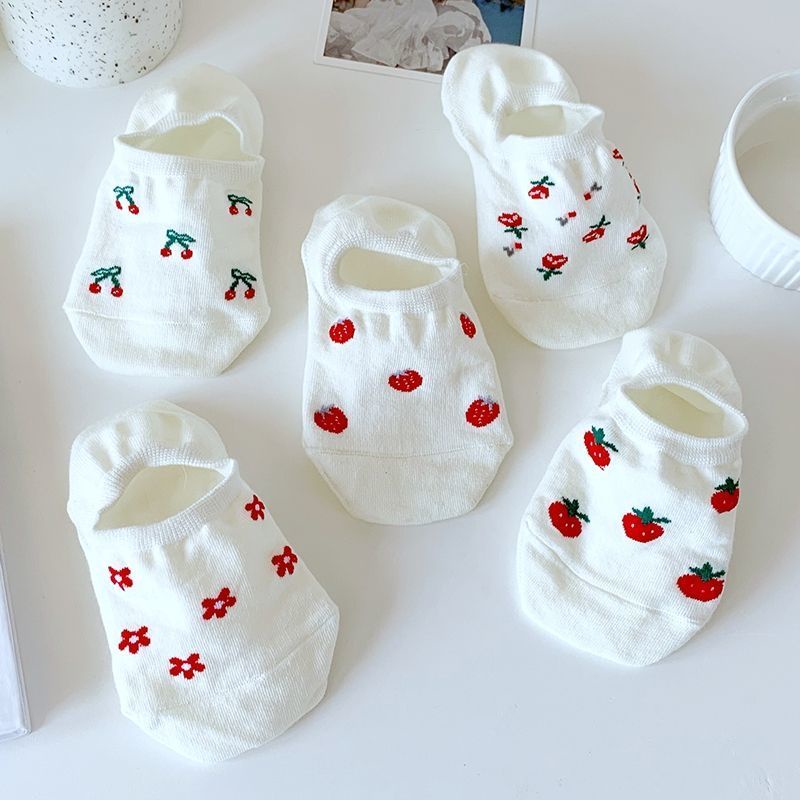 Vớ Thuyền Vải Cotton Mỏng Họa Tiết Hoa Nhỏ Dễ Thương Phong Cách Nhật Bản Thời Trang Xuân Hè Cho Nữ