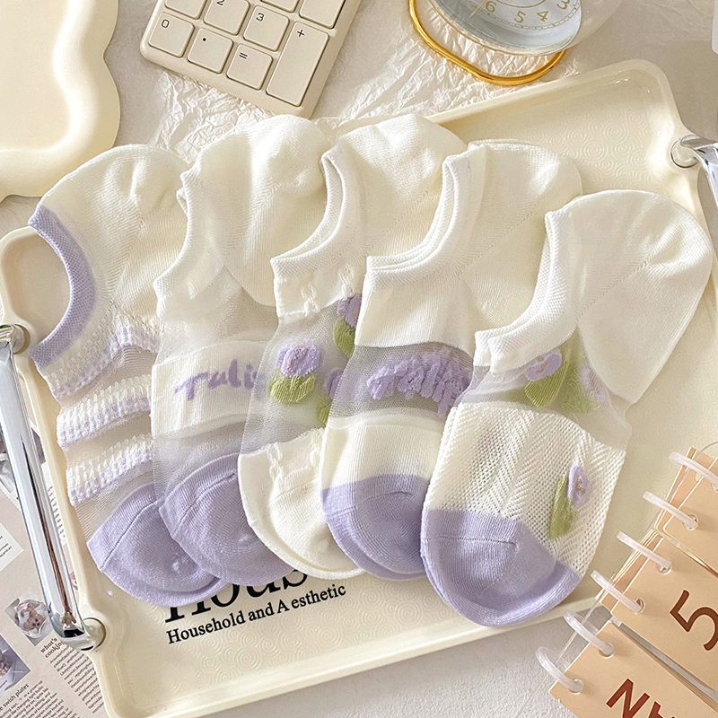 Vớ Thuyền Mỏng Cổ Thấp Chống Trượt Thoáng Khí Thời Trang Mùa Hè Cho Nữ