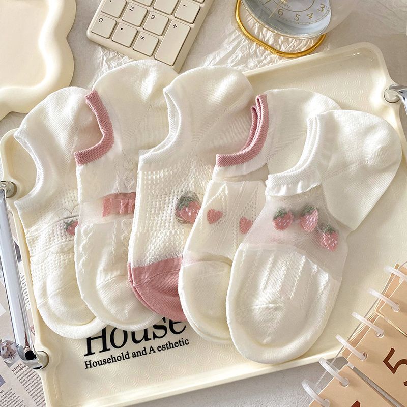 Vớ Thuyền Mỏng Cổ Thấp Chống Trượt Thoáng Khí Thời Trang Mùa Hè Cho Nữ