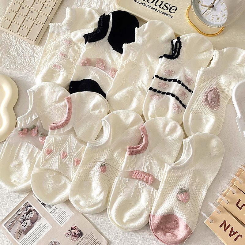 Vớ Thuyền Mỏng Cổ Thấp Chống Trượt Thoáng Khí Thời Trang Mùa Hè Cho Nữ