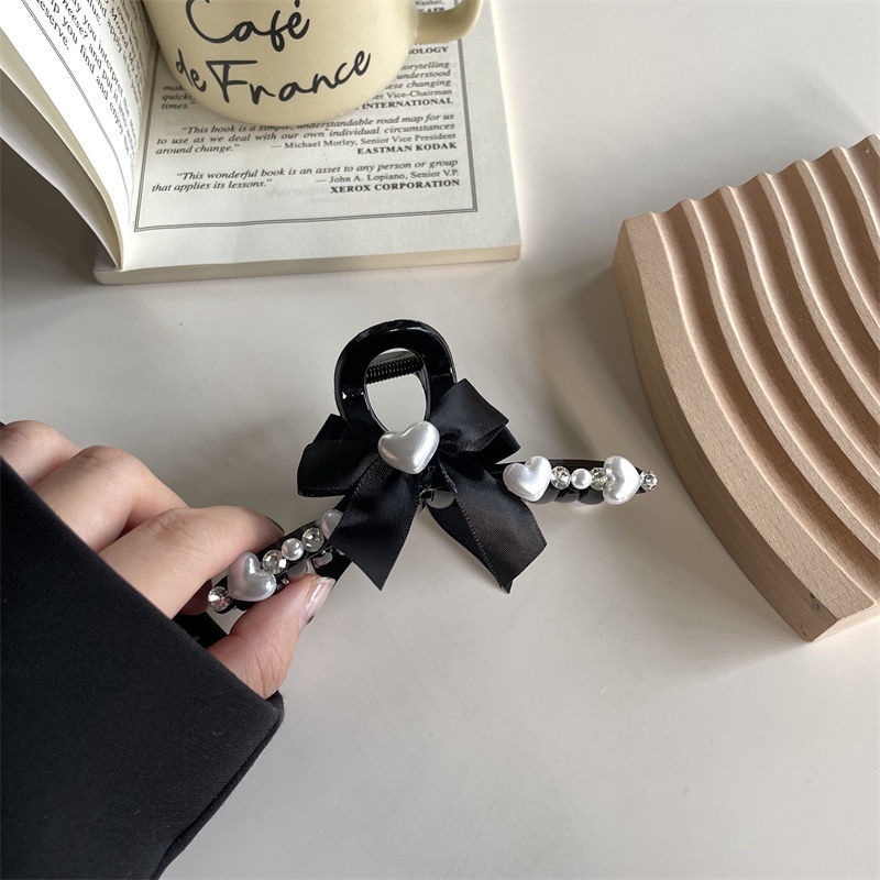 Kẹp Tóc Hình Nơ Đính Ngọc Trai Cỡ Lớn Thời Trang Cho Nữ