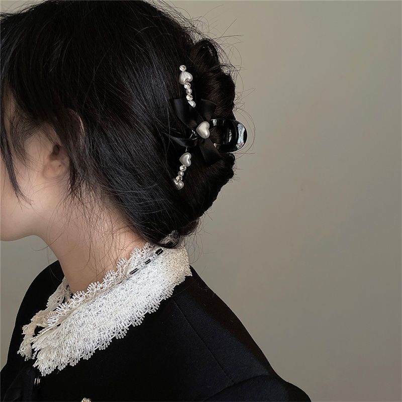 Kẹp Tóc Hình Nơ Đính Ngọc Trai Cỡ Lớn Thời Trang Cho Nữ