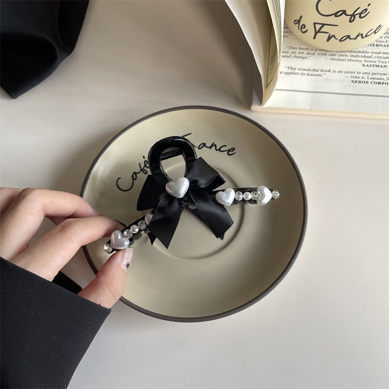 Kẹp Tóc Hình Nơ Đính Ngọc Trai Cỡ Lớn Thời Trang Cho Nữ