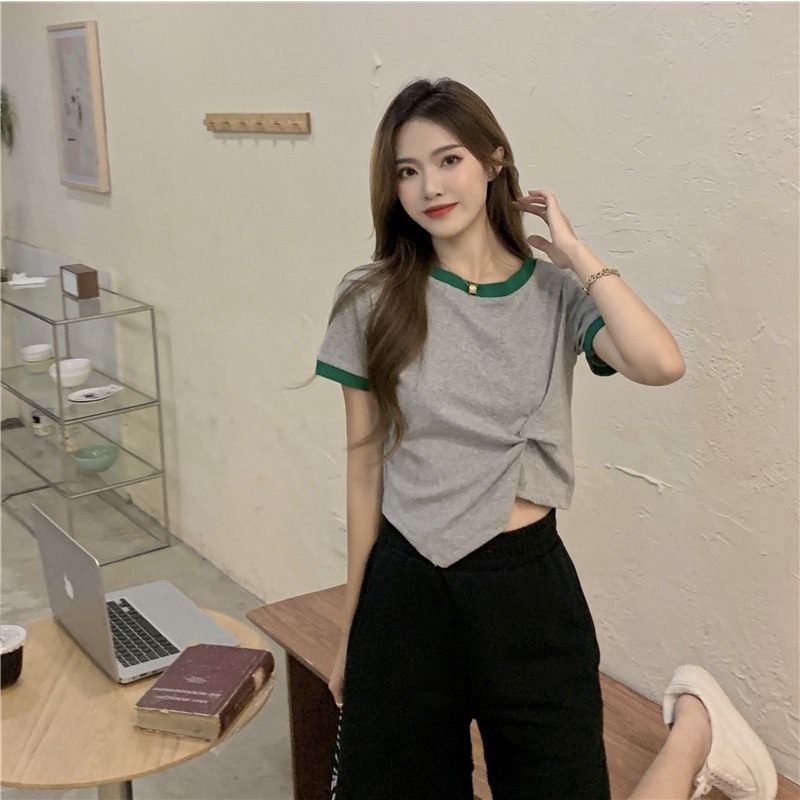 Áo Thun Nữ Ngắn Tay Cổ Tròn Form Rộng Màu Sắc Thời Trang Hàn