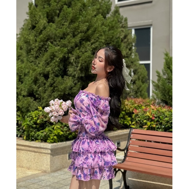 Đầm xòe voan hoa tầng phong cách ngọt ngào- quyến rũ