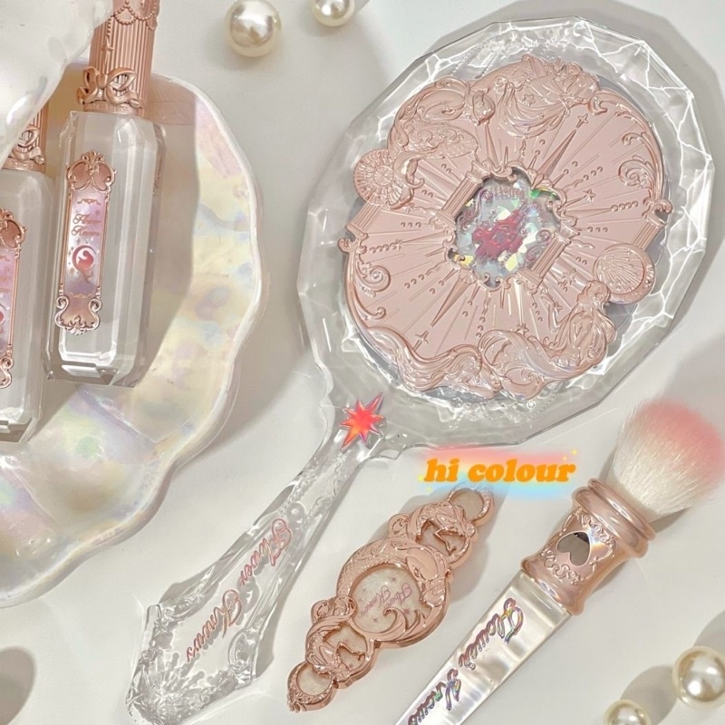 Gương cầm tay Flower Knows - sẵn xanh nhạt mermaid, trân châu