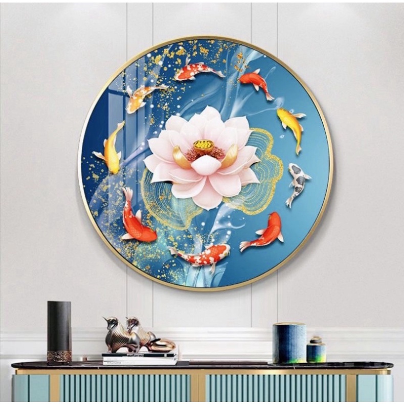 Tranh Thêu Chữ Thập Thêu Kín Cá Hoa Sen DX1210(60*60)