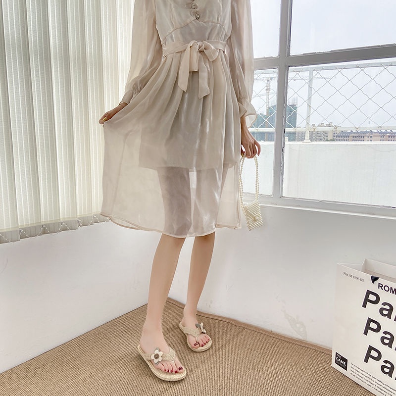 Giày Lười Đế Bệt Trang Trí Hoa Thời Trang Mùa Hè Thoải Mái Dễ Phối Đồ Dành Cho Nữ