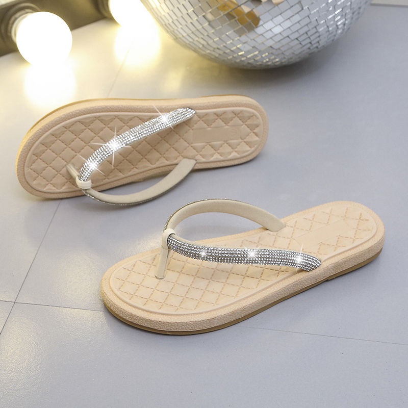 Dép Xỏ Ngón Đế Mềm Đính Đá Thời Trang Mùa Hè Dành Cho Nữ