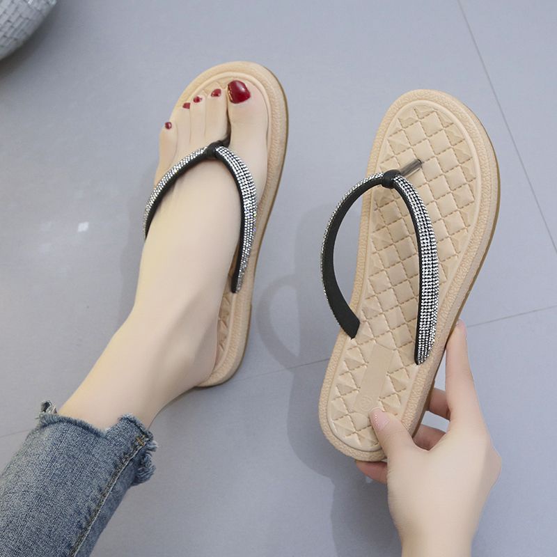 Dép Xỏ Ngón Đế Mềm Đính Đá Thời Trang Mùa Hè Dành Cho Nữ