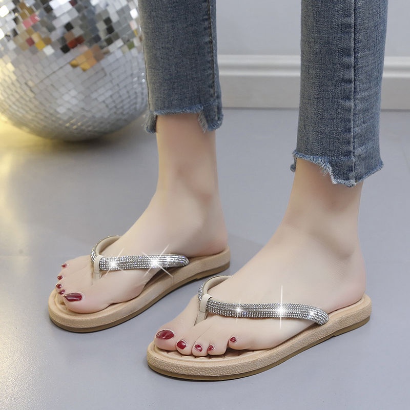 Dép Xỏ Ngón Đế Mềm Đính Đá Thời Trang Mùa Hè Dành Cho Nữ