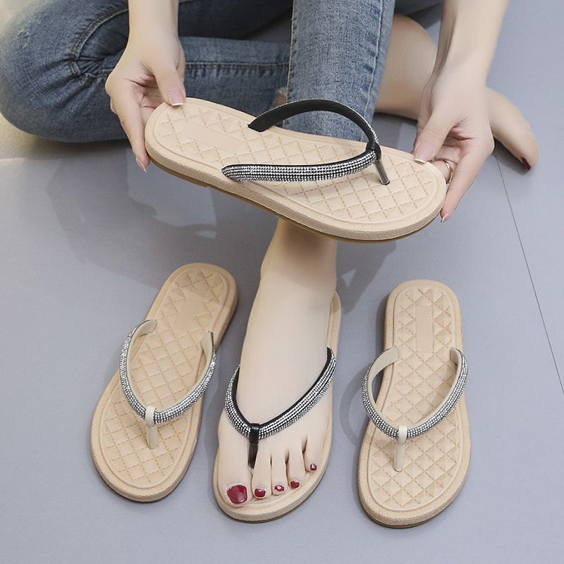 Dép Xỏ Ngón Đế Mềm Đính Đá Thời Trang Mùa Hè Dành Cho Nữ