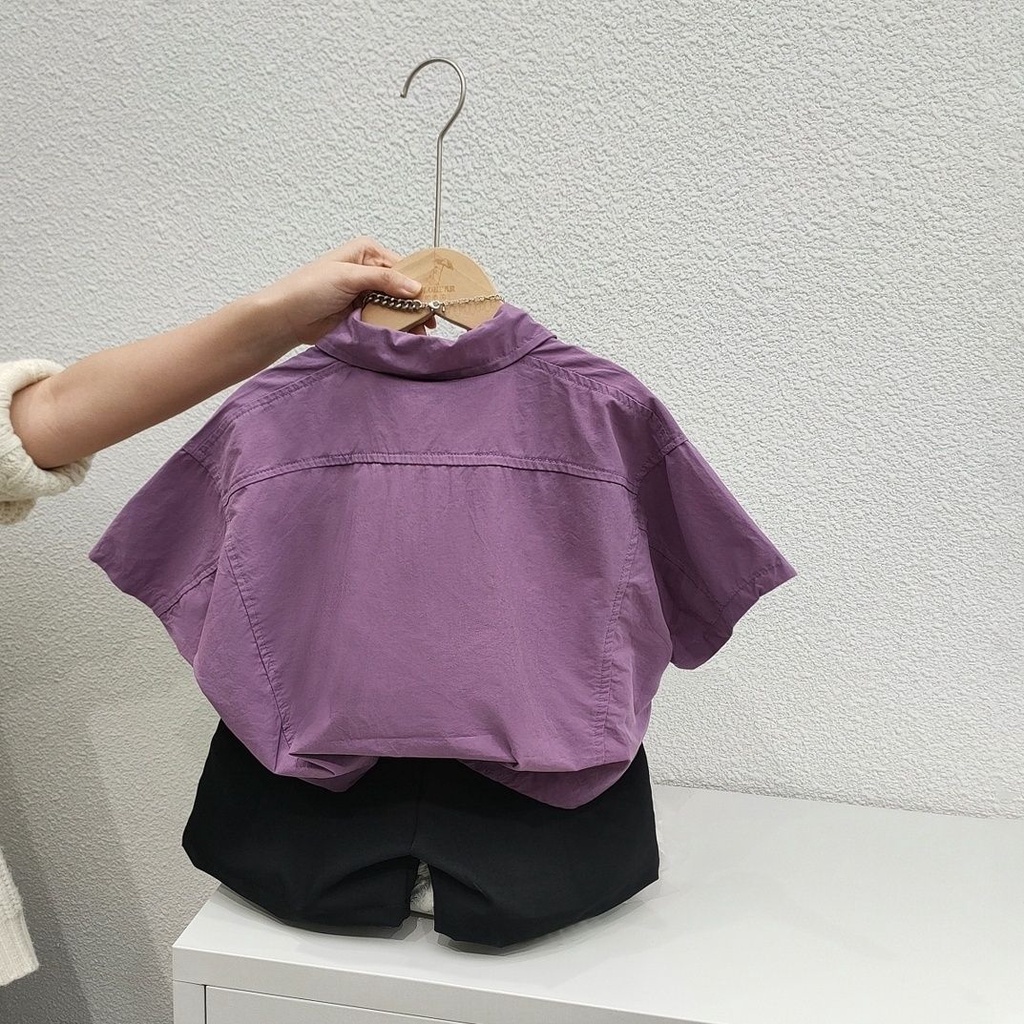 Áo Sơ Mi Cotton Nguyên Chất Tay Ngắn Mùa Hè Hàng Có Sẵn Mới Dành Cho Bé Trai