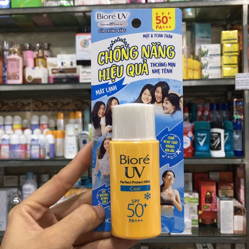 KEM CHỐNG NẮNG BIORE UV PERFECT BLOCK MILK COOL SPF 50 PA+++ 25ml