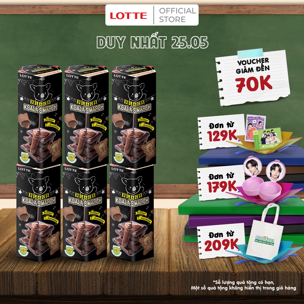 (Combo 6 hộp) Bánh gấu Koala's March vỏ & nhân sô cô la 37 g