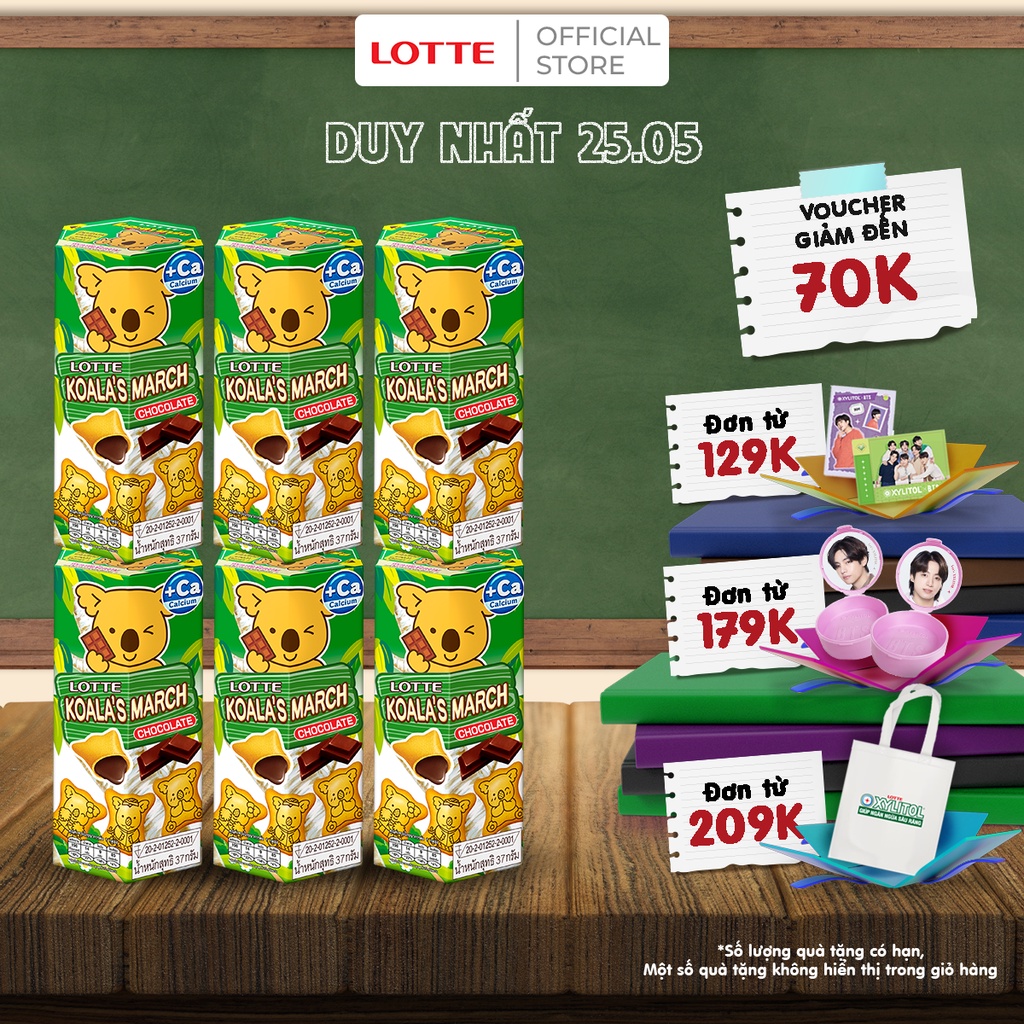 Combo 6 hộp Bánh gấu Koala's March nhân sô cô la 37 g