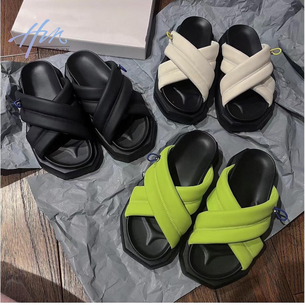 Dép Lê Quai Chéo Bằng Da Mềm Đế Dày Hở Ngón Thời Trang Mùa Hè 2023