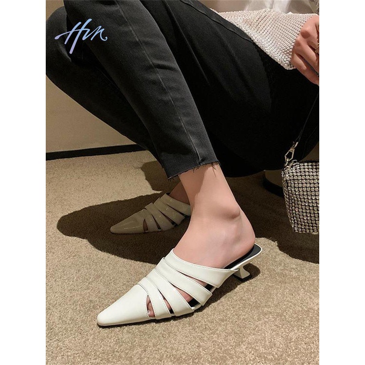 Hàng Mới Về Dép Cao Gót Mũi Nhọn Bằng Da Bóng Thời Trang Mùa Hè 2023 Dành Cho Nữ