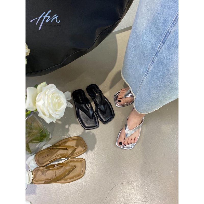 Dép Xỏ Ngón Đế Bằng Mũi Vuông Phong Cách Âu Mỹ Thời Trang Mùa Hè 2023 Mới Quyến Rũ Cho Nữ