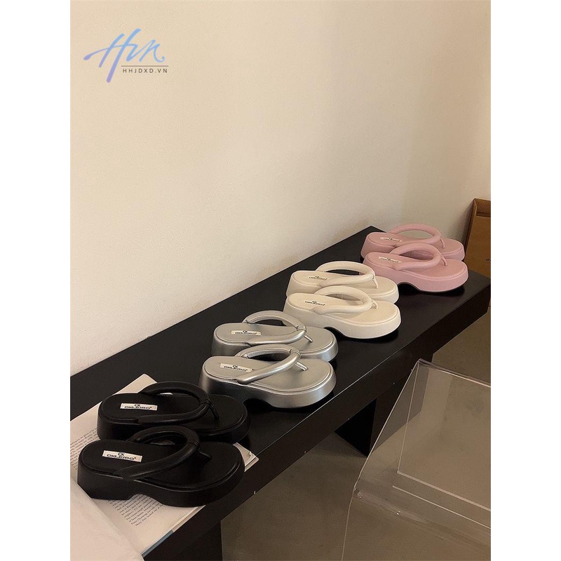 Giày Sandal Đế Dày Hở Ngón Màu Bạc Thời Trang Mùa Hè Hàn Quốc 2023