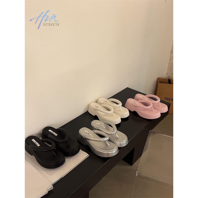 Giày Sandal Đế Dày Hở Ngón Màu Bạc Thời Trang Mùa Hè Hàn Quốc 2023