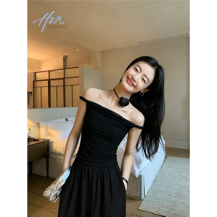 Áo Kiểu Trễ Vai Màu Trắng Thiết Kế Thắt Nút Thời Trang Mùa Hè Cho Phái Nữ